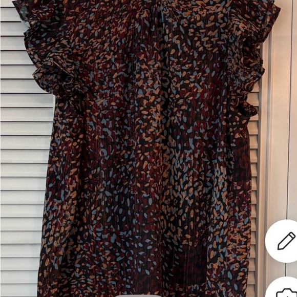 Express Ruffle Mock Neck Flutter Sleeve Blouse Women’s Medium - Picture 2 of 10